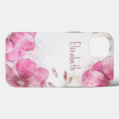 Waterverf Magnolia bloemen iPhone case (Achterkant (horizontaal))