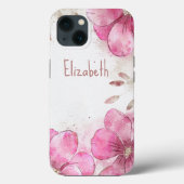 Waterverf Magnolia bloemen iPhone case (Achterkant)
