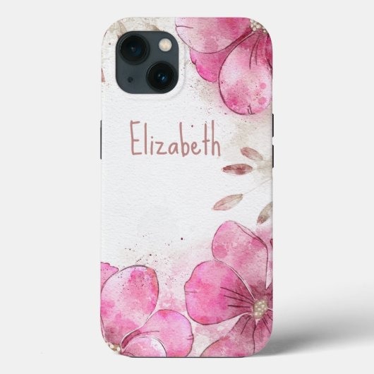 Waterverf Magnolia bloemen iPhone case (Achterkant)