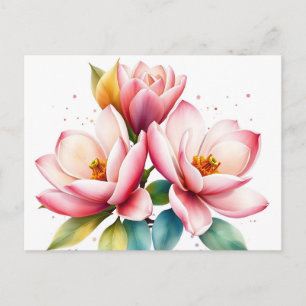 Waterverf Magnolia Bloemen met Zachte Fade Briefkaart