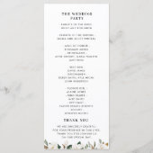 Waterverf Magnolia Bloemen Trouwprogramma Programmakaart (Achterkant)