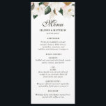 Waterverf magnolia bloemenbruiloft menu<br><div class="desc">Mooie waterverf rozen met ivoorwitte kleur. U kunt de tekst en kleuren personaliseren.</div>