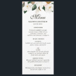 Waterverf magnolia bloemenbruiloft menu<br><div class="desc">Mooie waterverf rozen met ivoorwitte kleur. U kunt de tekst en kleuren personaliseren.</div>