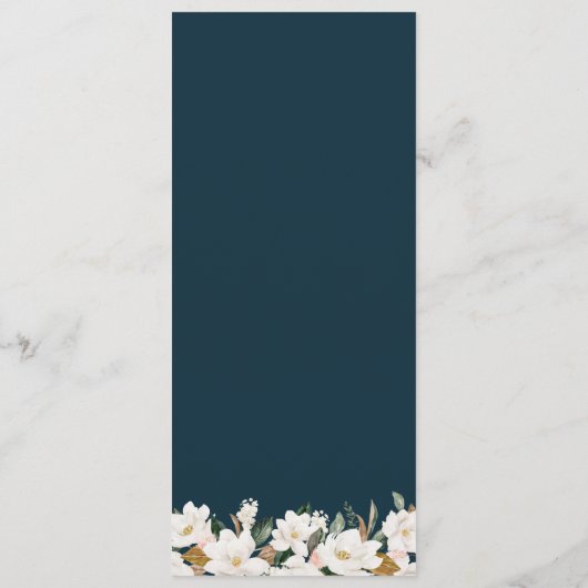 Waterverf magnolia bloemenbruiloft menu (Achterkant)