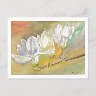 Waterverf Magnolia Blooming door E. Mashkina Briefkaart