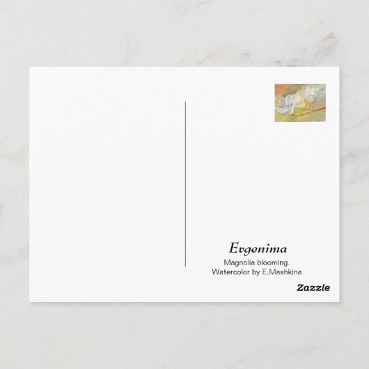 Waterverf Magnolia Blooming door E. Mashkina Briefkaart (Achterkant)