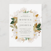 Waterverf Magnolia Blooms & Greenery Wedding Uitnodiging Briefkaart (Voorkant)