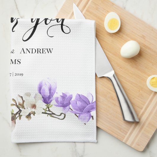 Waterverf Magnolia Blossom Calligrafie Hartelijk d Theedoek (Quarter Fold)