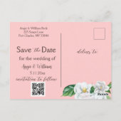 Waterverf Magnolia Blush Bewaar de datum Foto Briefkaart (Achterkant)