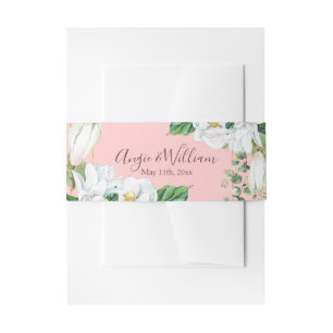 Waterverf Magnolia Blush Bruiloft Uitnodigingen Wikkel