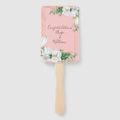 Waterverf Magnolia Blush huwelijksprogramma Handwaaier (Achterkant)