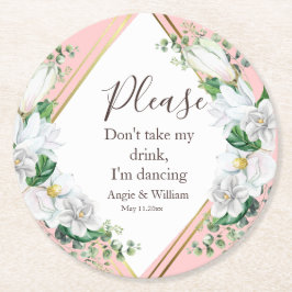 Waterverf Magnolia Blush Ik dans Ronde Kartonnen Onderzetter