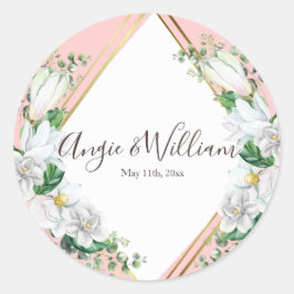 Waterverf Magnolia Blush Ronde Sticker