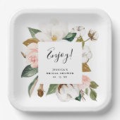 Waterverf Magnolia & Blush Vrijgezellenfeest Papieren Bordje (Voorkant)