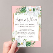 Waterverf Magnolia Blush Wedding Acryl Uitnodigingen (Insitu (Draagbaar))