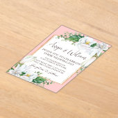 Waterverf Magnolia Blush Wedding Acryl Uitnodigingen (Laagn)