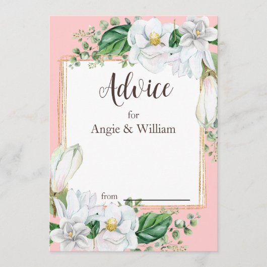 Waterverf Magnolia Blush Wedding Advieskaart (Voorkant)