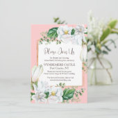 Waterverf Magnolia Blush Wedding Informatiekaartje (Staand voorkant)