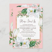 Waterverf Magnolia Blush Wedding Informatiekaartje (Voorkant / Achterkant)