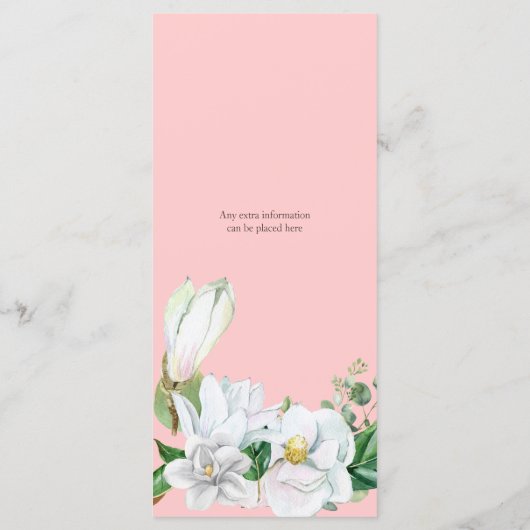 Waterverf Magnolia Blush Wedding Menu (Achterkant)