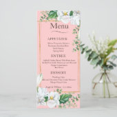 Waterverf Magnolia Blush Wedding Menu (Staand voorkant)