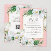 Waterverf Magnolia Blush Wedding RSVP Kaartje (Voorkant / Achterkant)