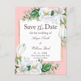 Waterverf Magnolia Blush Wedding Save the Date Briefkaart