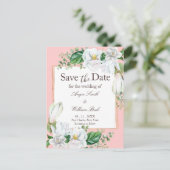 Waterverf Magnolia Blush Wedding Save the Date Briefkaart (Staand voorkant)