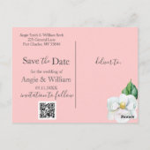Waterverf Magnolia Blush Wedding Save the Date Briefkaart (Achterkant)