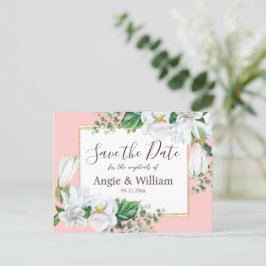 Waterverf Magnolia Blush Wedding Save the Date Briefkaart
