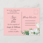Waterverf Magnolia Blush Wedding Save the Date Briefkaart (Achterkant)