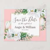 Waterverf Magnolia Blush Wedding Save the Date Briefkaart (Voorkant)