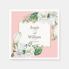 Waterverf Magnolia Blush Wedding Servet