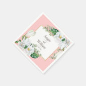 Waterverf Magnolia Blush Wedding Servet (Hoek)