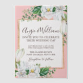 Waterverf Magnolia Blush Wedding Vellum Uitnodigingen (Voorkant)
