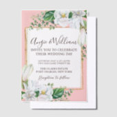 Waterverf Magnolia Blush Wedding Vellum Uitnodigingen (Offset)