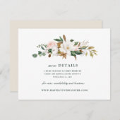 Waterverf Magnolia bruiloft Details Kaart (Voorkant / Achterkant)