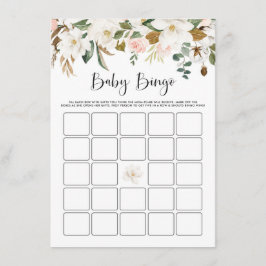Waterverf Magnolia Cotton Baby shower Bingo Game Informatiekaartje