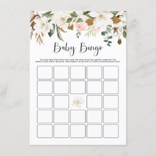 Waterverf Magnolia Cotton Baby shower Bingo Game Informatiekaartje
