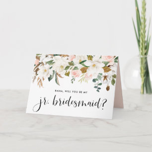 Waterverf Magnolia Cotton Garland Jr. Bridesmaid Kaart