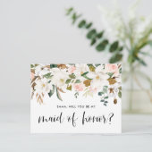 Waterverf Magnolia Cotton Garland Maid of Honor Briefkaart (Staand voorkant)