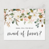 Waterverf Magnolia Cotton Garland Maid of Honor Briefkaart (Voorkant)