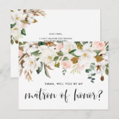 Waterverf Magnolia Cotton Garland Matron of Honor Briefkaart (Voorkant / Achterkant)