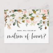 Waterverf Magnolia Cotton Garland Matron of Honor Briefkaart (Voorkant)