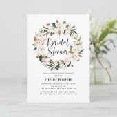 Waterverf Magnolia Cotton Wreat Vrijgezellenfeest Kaart (Staand voorkant)