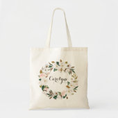 Waterverf Magnolia Cotton Wreath Bridesmaid Tote Bag (Voorkant)