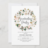 Waterverf Magnolia Cotton Wreath Graduation Party Kaart (Voorkant)