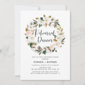 Waterverf Magnolia Cotton Wreator Rehearsal Dinner Kaart (Voorkant)