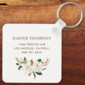 Waterverf Magnolia en Eualyptus Wreatmonogram Sleutelhanger (Achterkant)