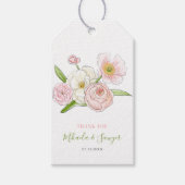 Waterverf Magnolia en Peonies Wedding Dank u Cadeaulabel (Voorkant)